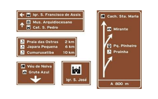 placas de trânsito no Brasil - atrativos turisticos